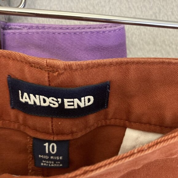 Lot of 3 Lands' End Chino Shorts Womens 10 Coral Purple Brown Casual Cotton - Picture 3 of 14
